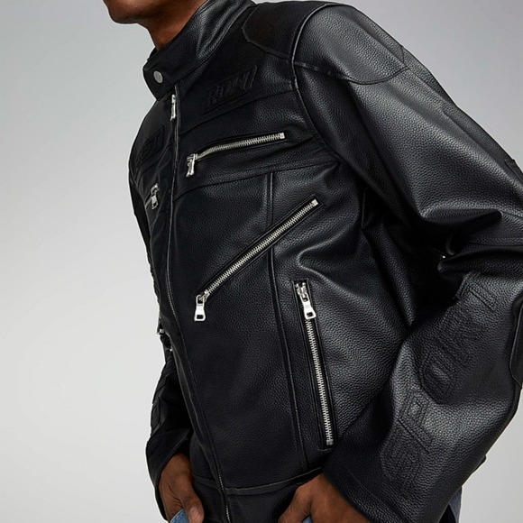 FIRST ROW Faux-Leather Biker Jacket - Picture 2 of 8